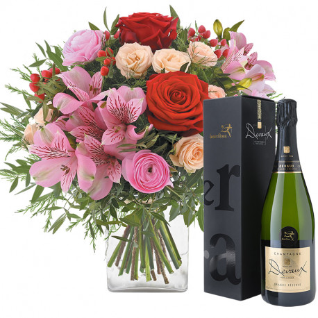 My Valentine Et Son Champagne Devaux Collection Saint Valentin Qualite Garantie Bouquet Realise Par Un Artisan Fleuriste