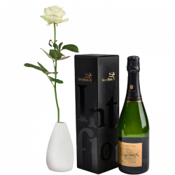 Rose blanche et son champagne Devaux