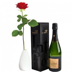 Rose rouge et son champagne Devaux