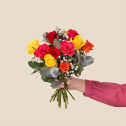 Bouquet de roses multicolores