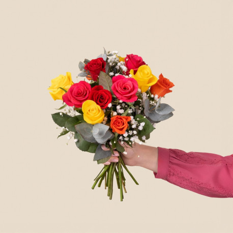 Bouquet de roses multicolores
